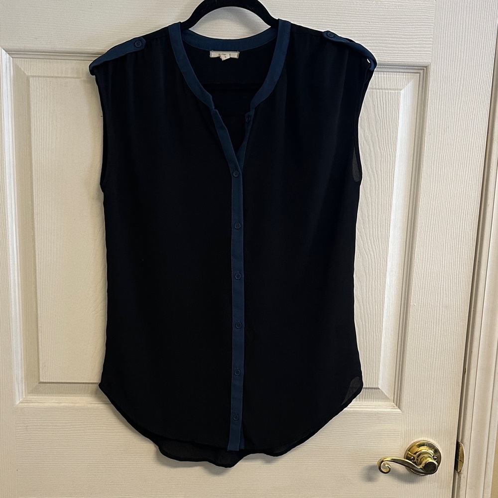 Pleione Sleeveless Black and Blue Women's Top